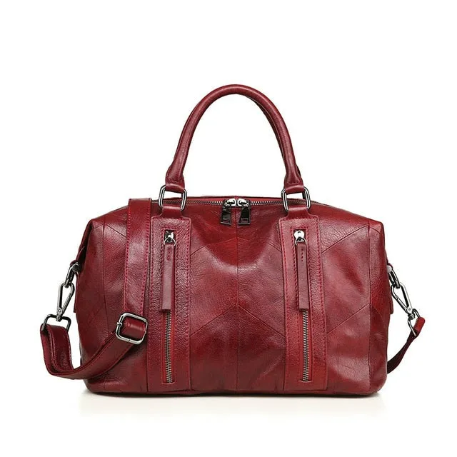 Ladies Large Fashion Genuine Leather  Handbags Elegant Basic Messenger Crossbody Bags