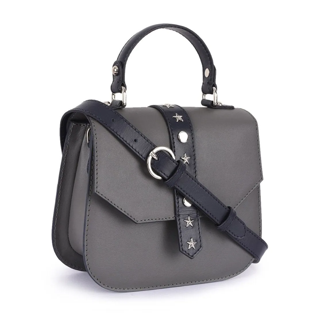 Leather Grey Crossbody Bag