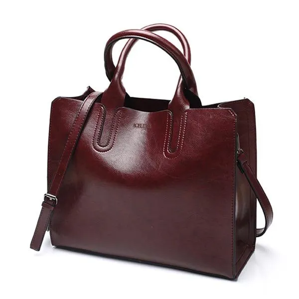 Leather Handbags Women Bag High Quality Casual Shoulder Female Trunk Tote Spanish Brand Ladies Large