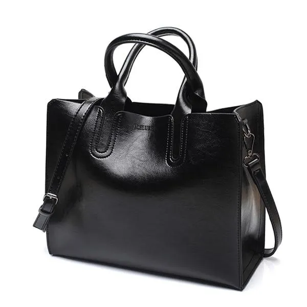 Leather Handbags Women Bag High Quality Casual Shoulder Female Trunk Tote Spanish Brand Ladies Large