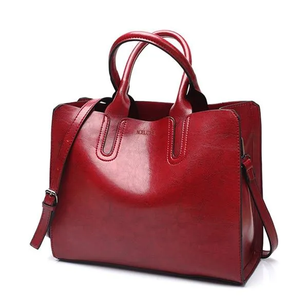 Leather Handbags Women Bag High Quality Casual Shoulder Female Trunk Tote Spanish Brand Ladies Large