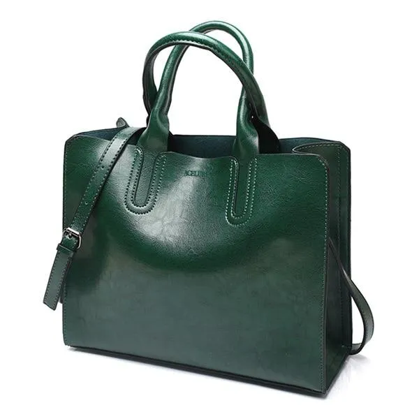 Leather Handbags Women Bag High Quality Casual Shoulder Female Trunk Tote Spanish Brand Ladies Large