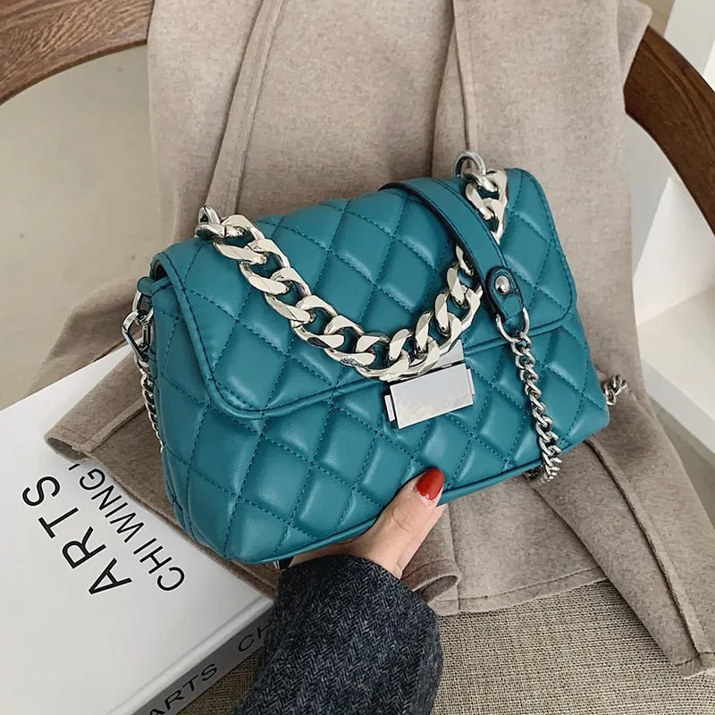 LEFTSIDE designer Fashion Women's Silver Chain Small Flap Crossbody Bag 2021 Shoulder Handbags High Quality PU Leather Totes