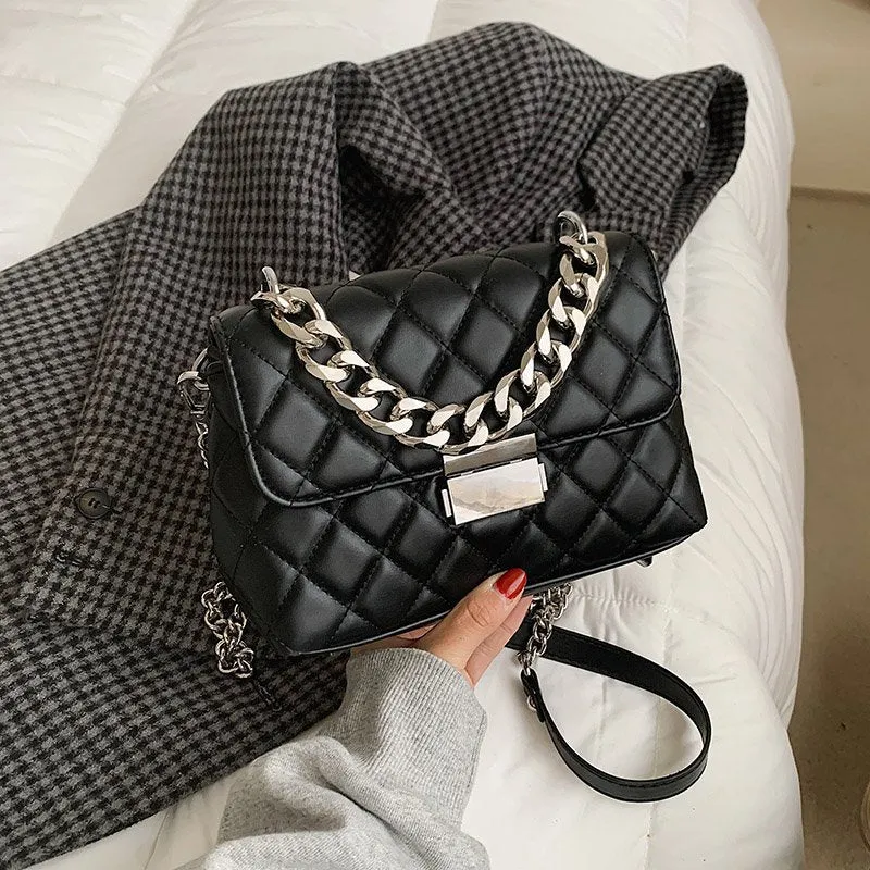 LEFTSIDE designer Fashion Women's Silver Chain Small Flap Crossbody Bag 2021 Shoulder Handbags High Quality PU Leather Totes