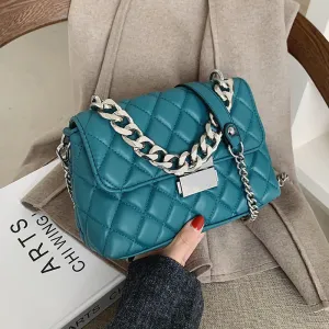 LEFTSIDE designer Fashion Women's Silver Chain Small Flap Crossbody Bag 2021 Shoulder Handbags High Quality PU Leather Totes