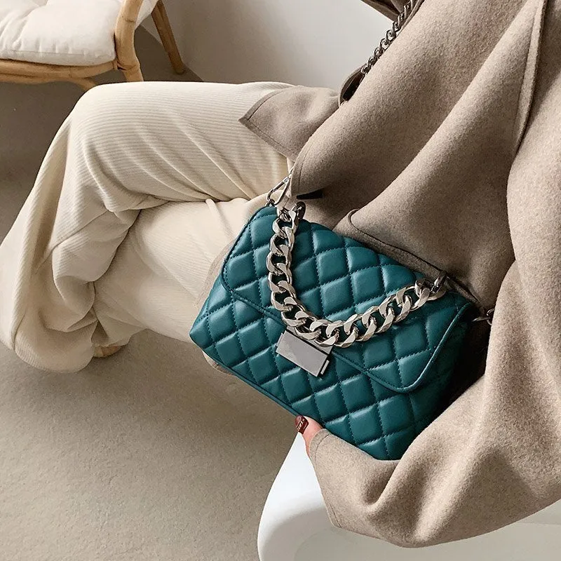 LEFTSIDE designer Fashion Women's Silver Chain Small Flap Crossbody Bag 2021 Shoulder Handbags High Quality PU Leather Totes