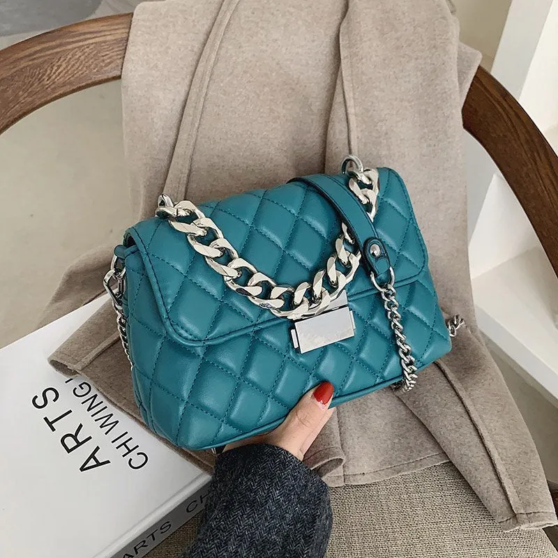 LEFTSIDE designer Fashion Women's Silver Chain Small Flap Crossbody Bag 2021 Shoulder Handbags High Quality PU Leather Totes