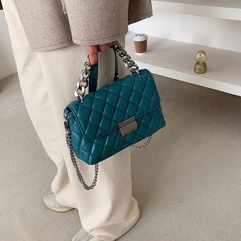 LEFTSIDE designer Fashion Women's Silver Chain Small Flap Crossbody Bag 2021 Shoulder Handbags High Quality PU Leather Totes