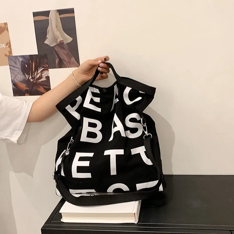 Letter Designer Large Capacity Canvas Big Shoulder Crossbody Bag for Women 2021 Summer Fashion Casual  Purses and Handbags