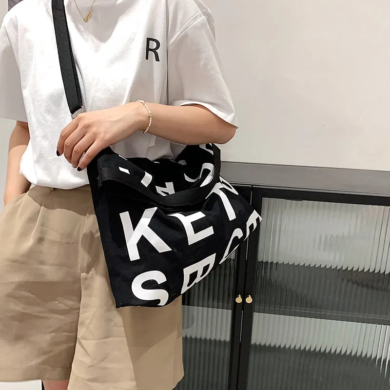 Letter Designer Large Capacity Canvas Big Shoulder Crossbody Bag for Women 2021 Summer Fashion Casual  Purses and Handbags