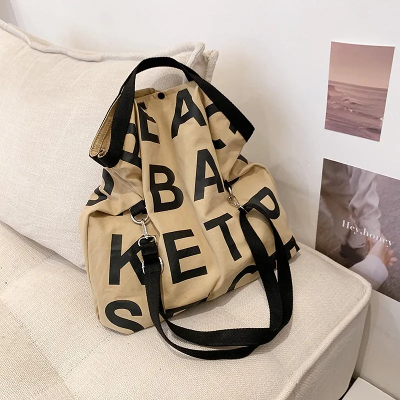 Letter Designer Large Capacity Canvas Big Shoulder Crossbody Bag for Women 2021 Summer Fashion Casual  Purses and Handbags