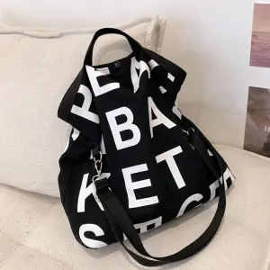 Letter Designer Large Capacity Canvas Big Shoulder Crossbody Bag for Women 2021 Summer Fashion Casual  Purses and Handbags