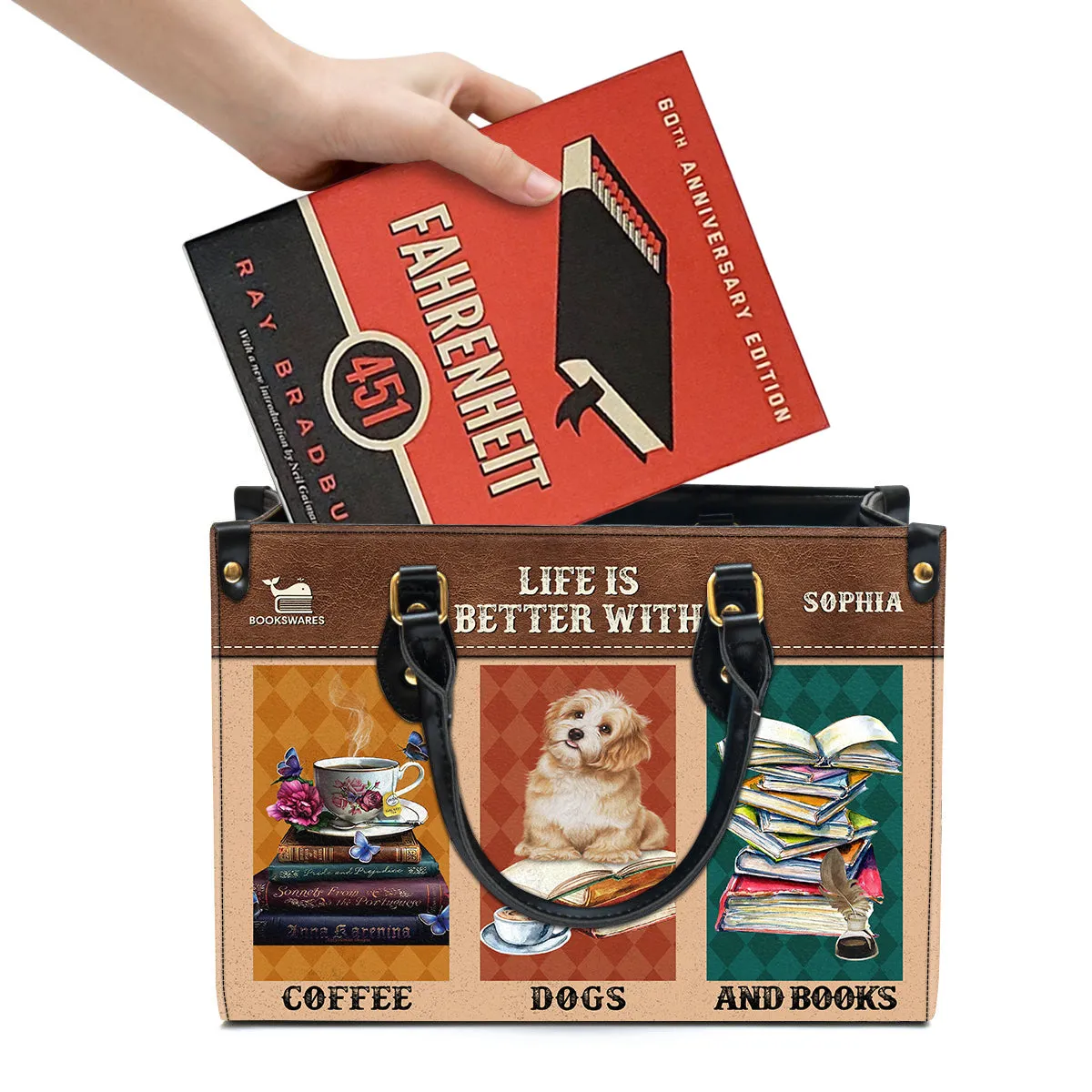 Life Is Better With Coffee Dogs And Books Book Lovers Gift LHB36