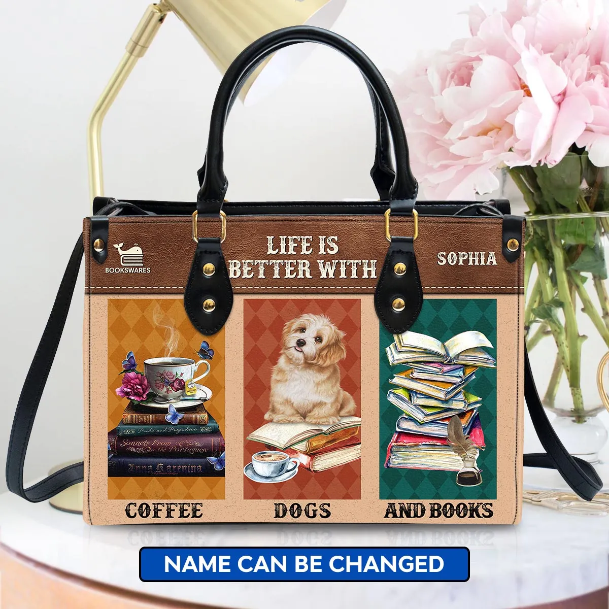 Life Is Better With Coffee Dogs And Books Book Lovers Gift LHB36