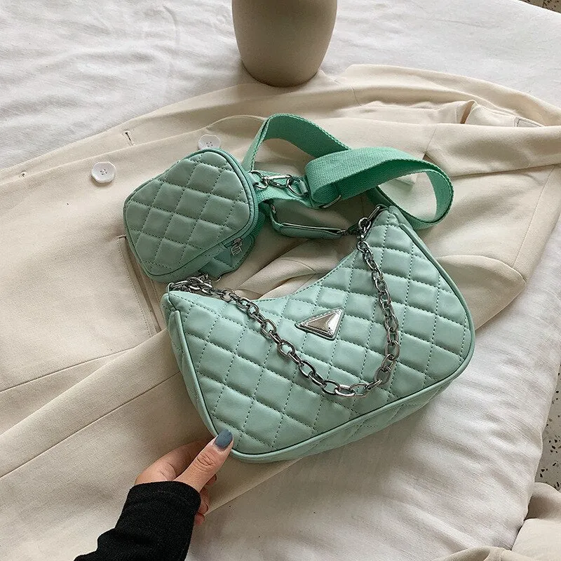 Luxury Women Bag Two-in-one Handbag With Phone Bag Leather Lady's Bag Chains Bags For Women Shoulder Bag Composite Crossbody Bag