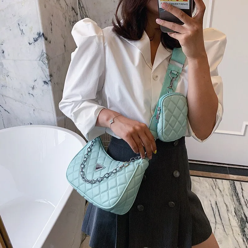 Luxury Women Bag Two-in-one Handbag With Phone Bag Leather Lady's Bag Chains Bags For Women Shoulder Bag Composite Crossbody Bag