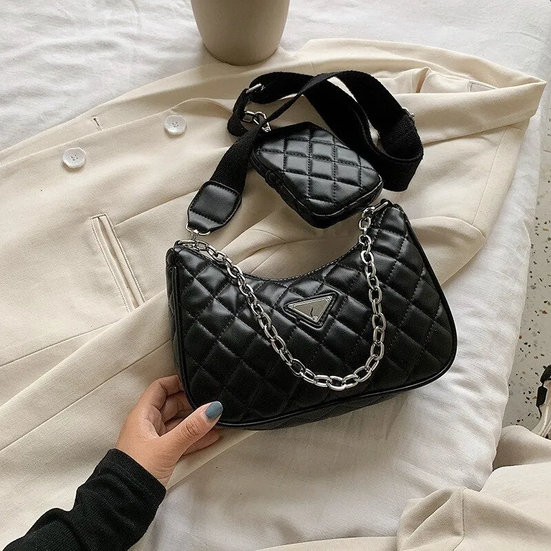 Luxury Women Bag Two-in-one Handbag With Phone Bag Leather Lady's Bag Chains Bags For Women Shoulder Bag Composite Crossbody Bag