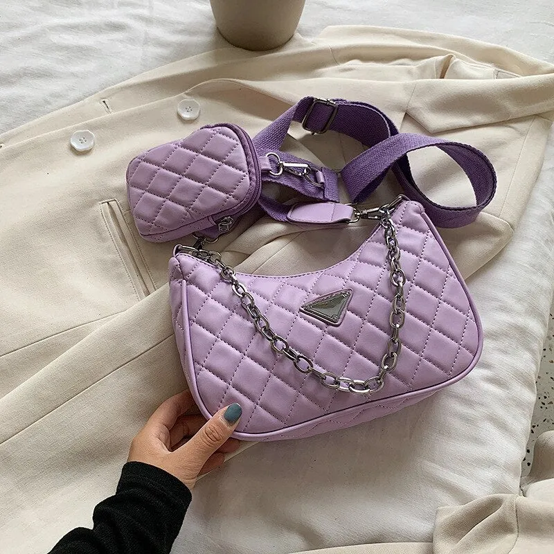 Luxury Women Bag Two-in-one Handbag With Phone Bag Leather Lady's Bag Chains Bags For Women Shoulder Bag Composite Crossbody Bag