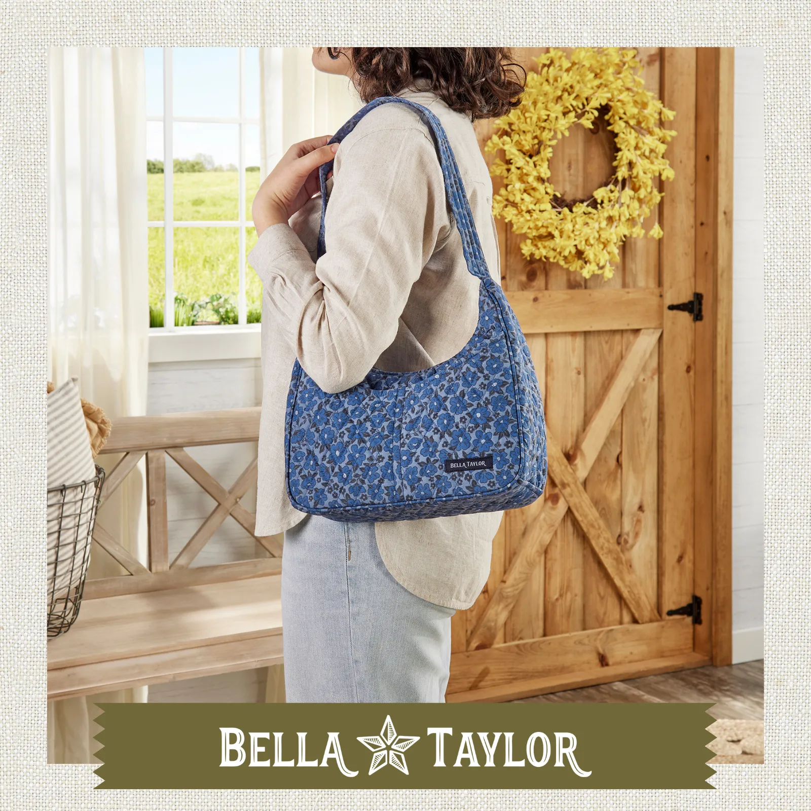 Navy Floral Blakely Shoulder Bag