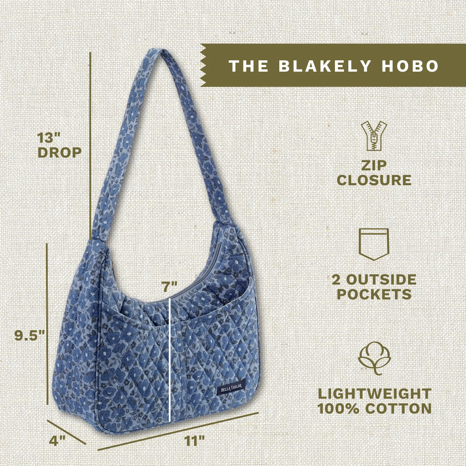 Navy Floral Blakely Shoulder Bag