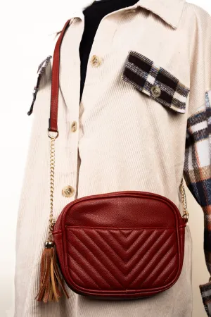 NGIL Red Faux Leather Elly Crossbody