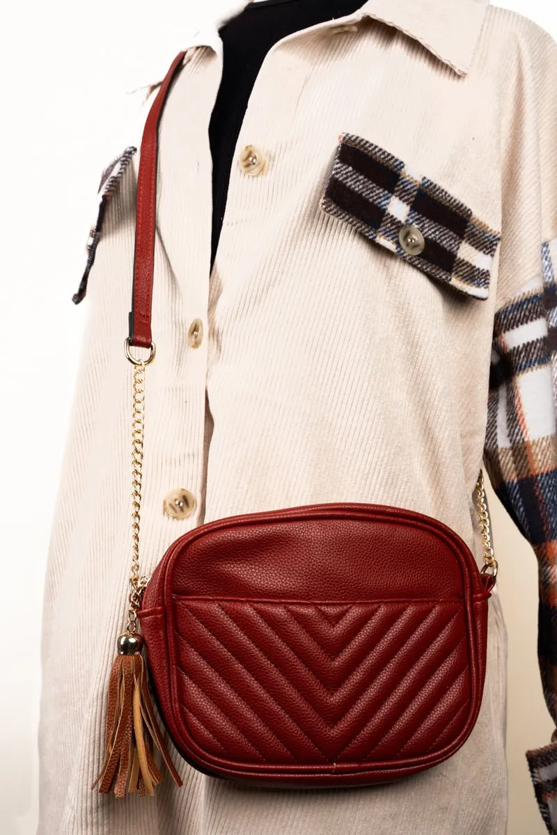 NGIL Red Faux Leather Elly Crossbody