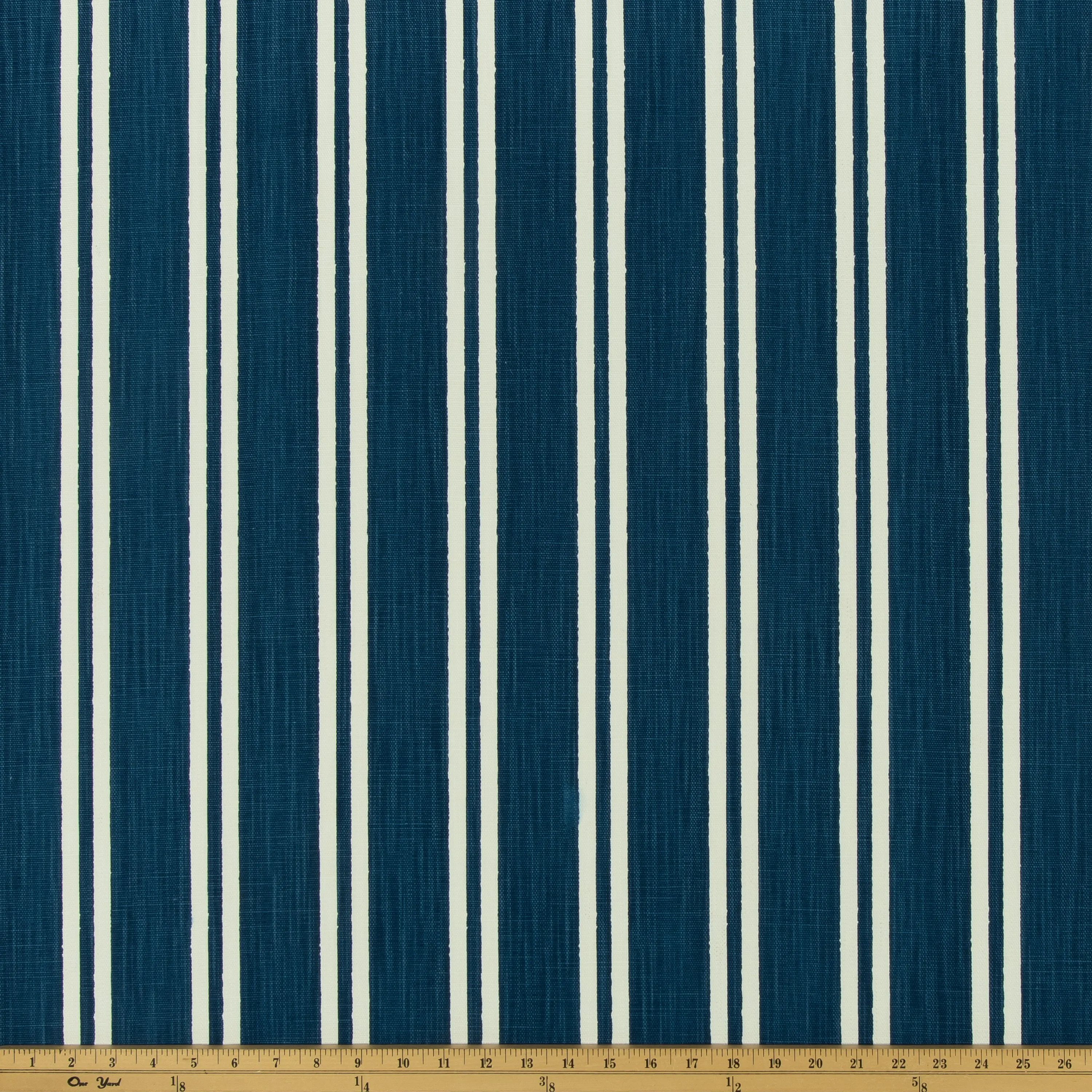 Parker Courtyard Navy Slub Linen White Fabric By Premier Prints