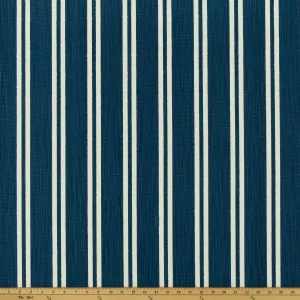 Parker Courtyard Navy Slub Linen White Fabric By Premier Prints