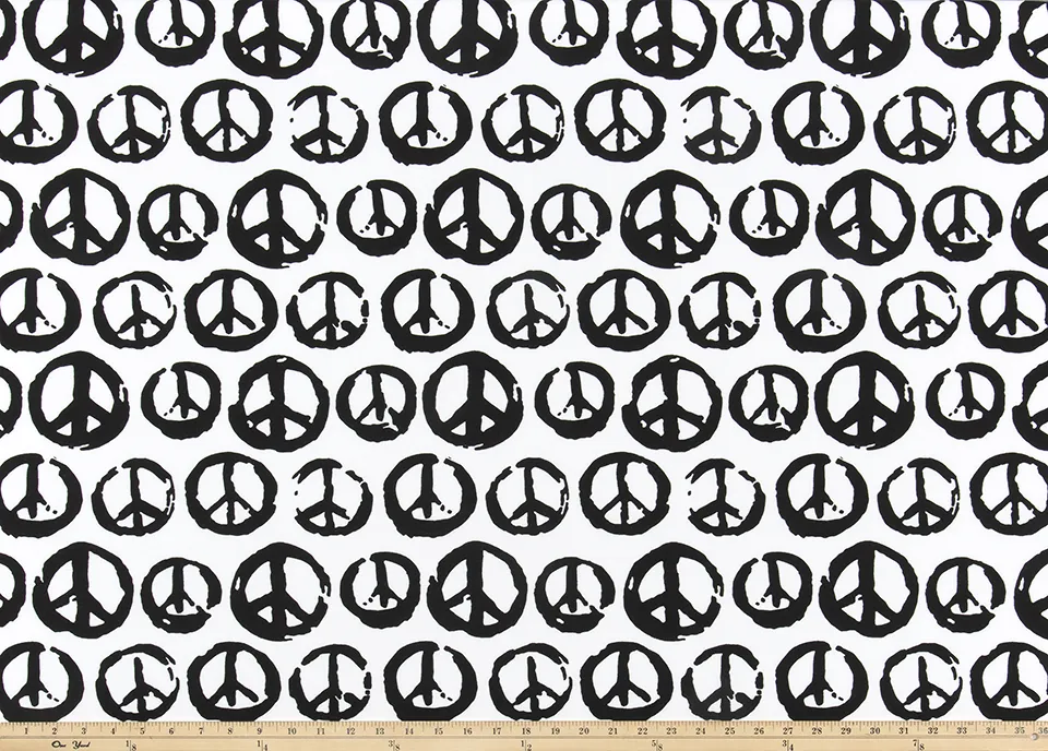 Peaceful White/Black Fabric By Premier Prints