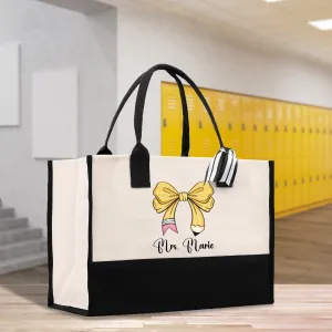 Personalized Teacher Cotton Canvas Tote Bag Gift for Teachers Life Tote Custom Teacher Appreciation Gift Bag Teacher Name Bag (TTB1035)