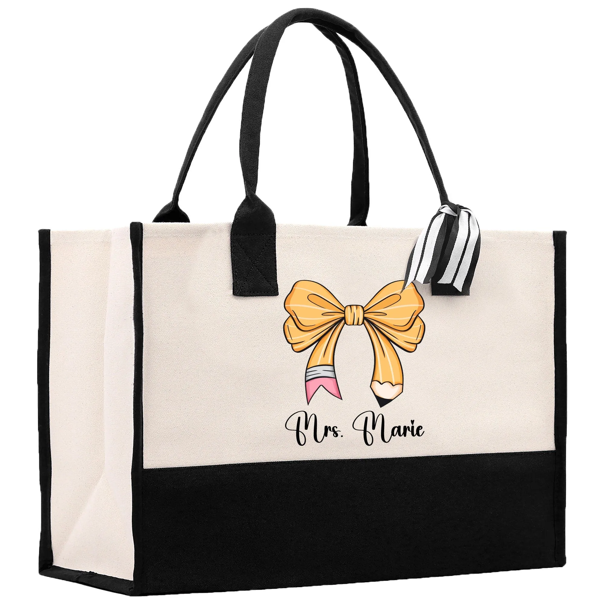 Personalized Teacher Cotton Canvas Tote Bag Gift for Teachers Life Tote Custom Teacher Appreciation Gift Bag Teacher Name Bag (TTB1035)