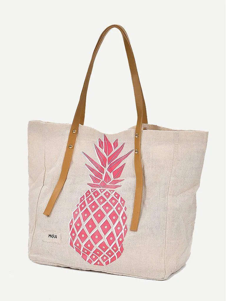 Pineapple Print Tote Bag