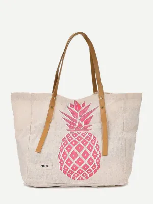 Pineapple Print Tote Bag