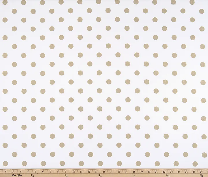 Polka Dot White Athena Gold (Metallic) Fabric By Premier Prints