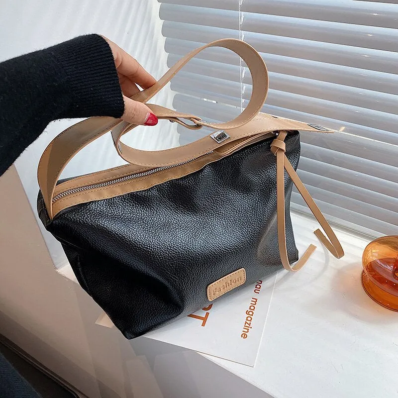 Retro Soft PU Leather Small Armpit Bags for Women 2021 Winter Luxury Simple Style Lady Shoulder Purses and Handbags