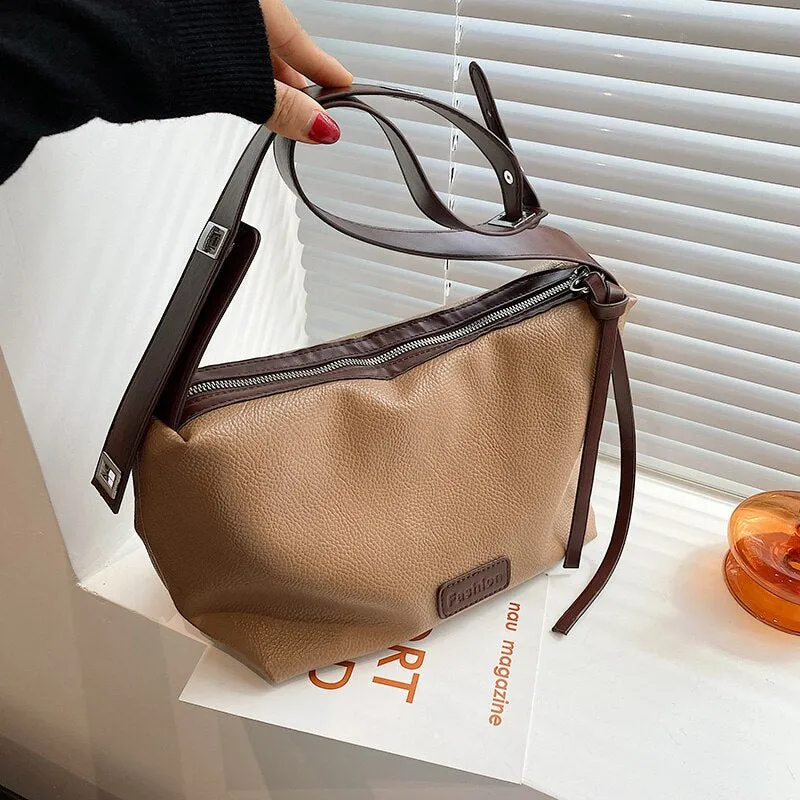 Retro Soft PU Leather Small Armpit Bags for Women 2021 Winter Luxury Simple Style Lady Shoulder Purses and Handbags