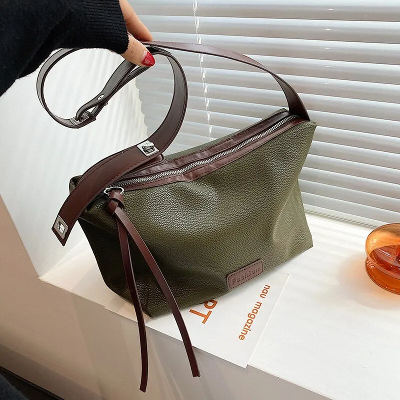 Retro Soft PU Leather Small Armpit Bags for Women 2021 Winter Luxury Simple Style Lady Shoulder Purses and Handbags