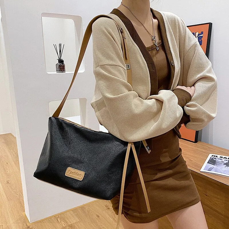 Retro Soft PU Leather Small Armpit Bags for Women 2021 Winter Luxury Simple Style Lady Shoulder Purses and Handbags