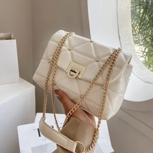 Rivet Designer Flap Crossbody Bags for Women 2021 Summer Fashion Small Quilted chain Shoulder bags Pu Leather Handbag and Purses
