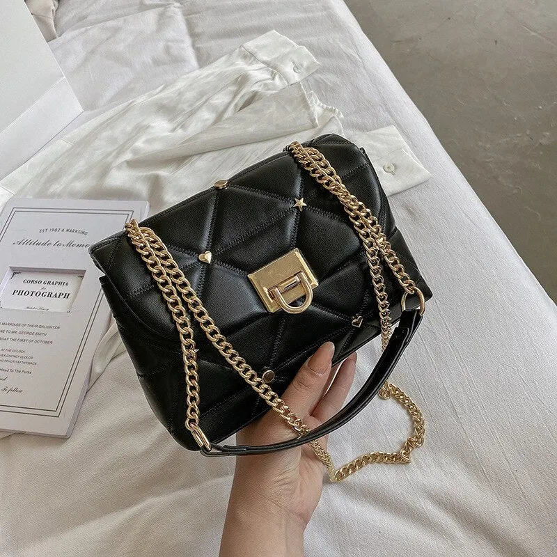 Rivet Designer Flap Crossbody Bags for Women 2021 Summer Fashion Small Quilted chain Shoulder bags Pu Leather Handbag and Purses