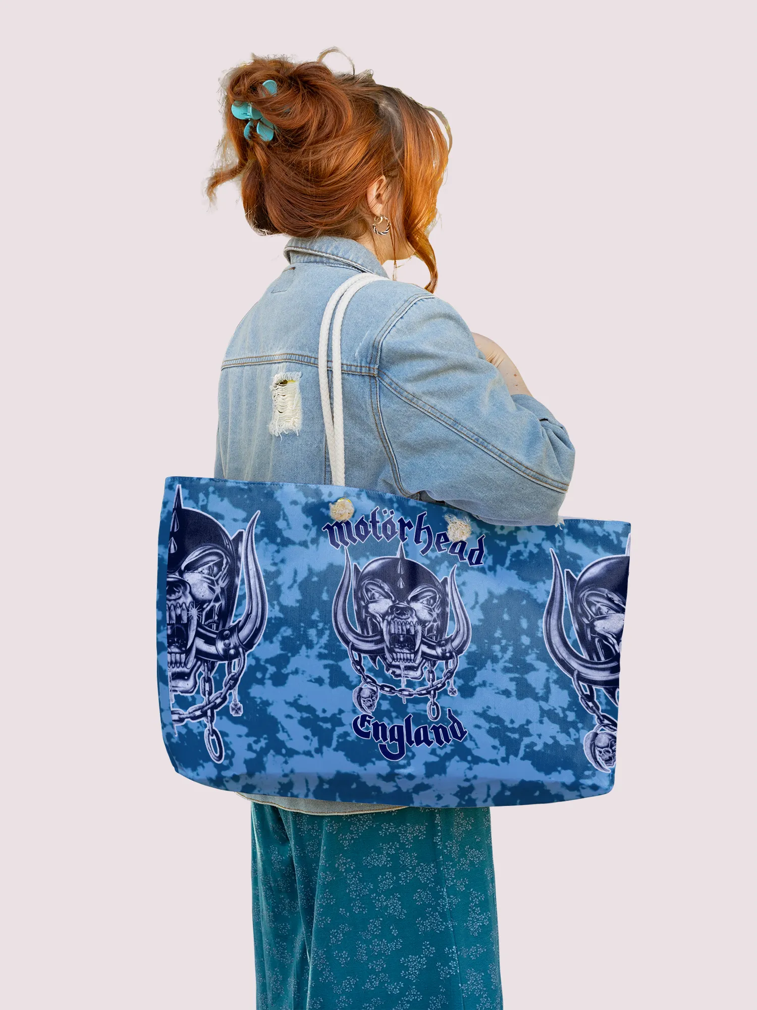 Rocksax Motohead Rope Handled Beach Bag - Camo Blue