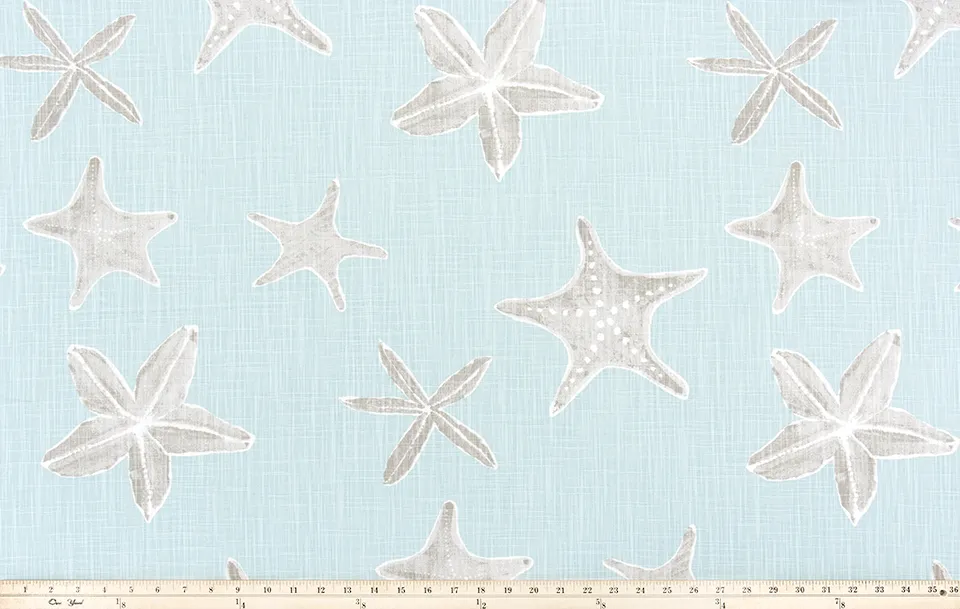 Sea Life Blue Haze Slub Canvas Fabric By Premier Prints
