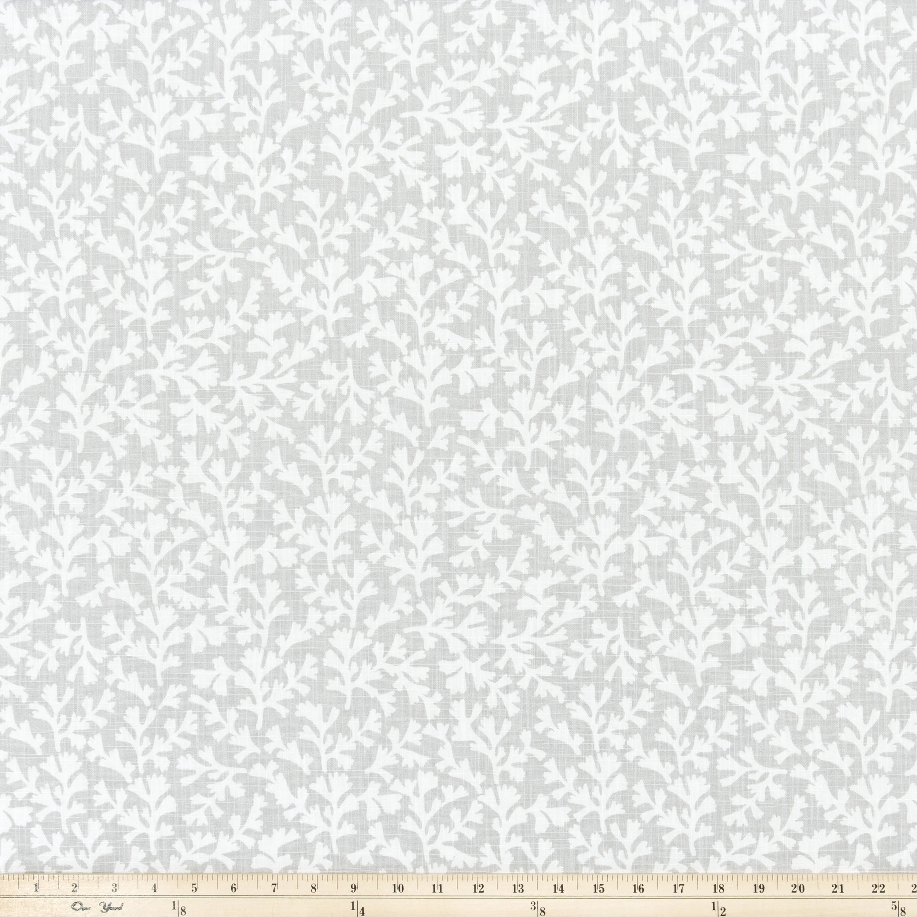 Sea Tumble French Grey Slub Canvas Fabric By Premier Prints