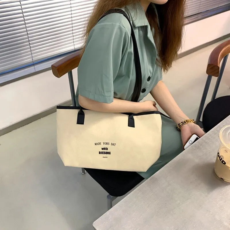 Shoulder Bag Female Crossbody Bag Women Designer Handbag Purse Drawstring Women Bag Fashion 2021 New Simple Canvas High Capacity