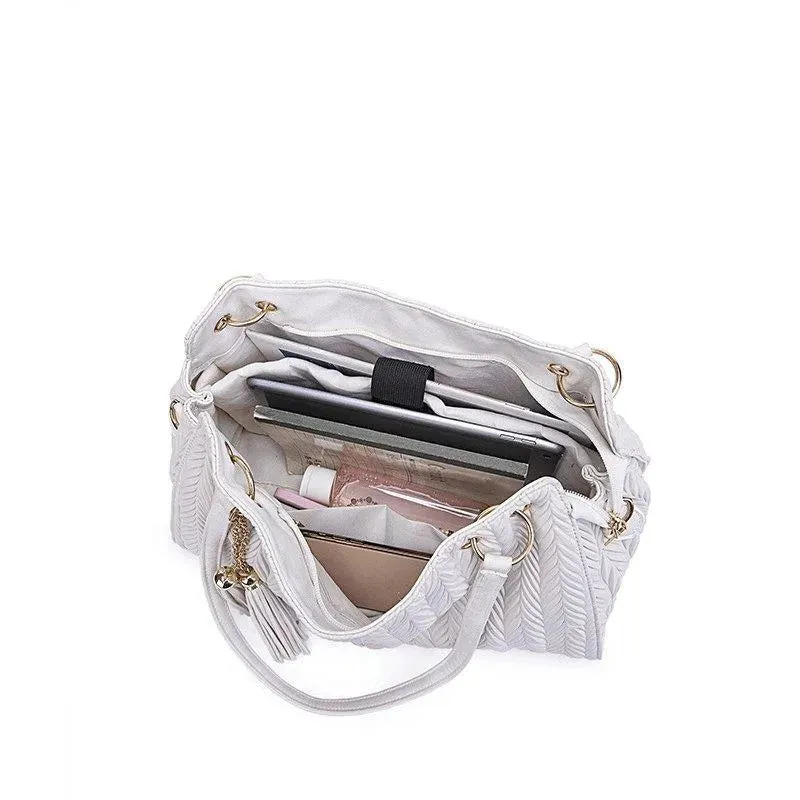 Shoulder Strap Tassel Tote Bag Set