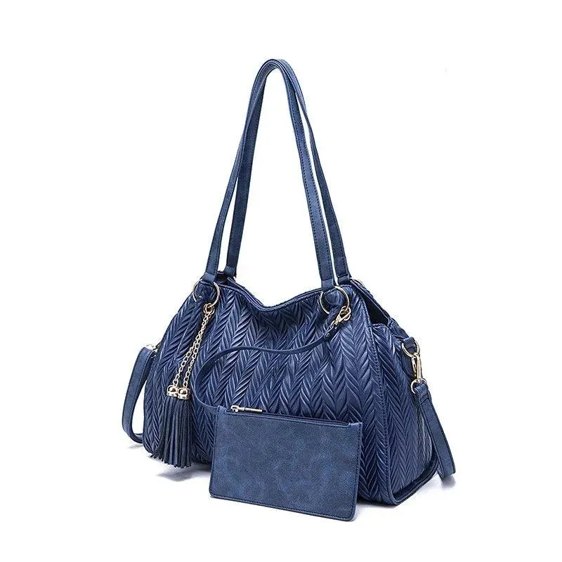 Shoulder Strap Tassel Tote Bag Set