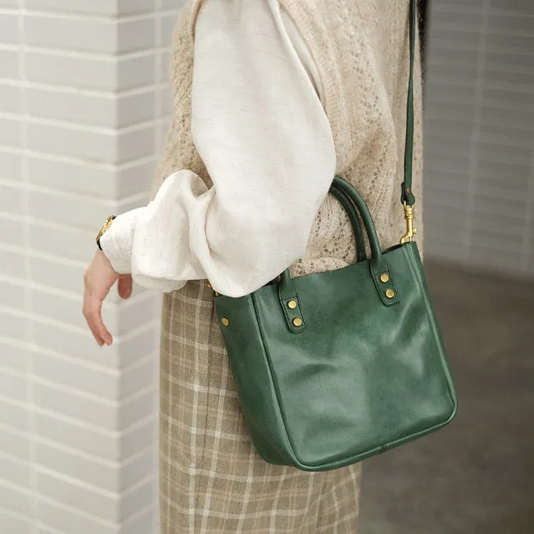 Small Womens Leather Crossbody Tote Brown Leather Handbag For Women
