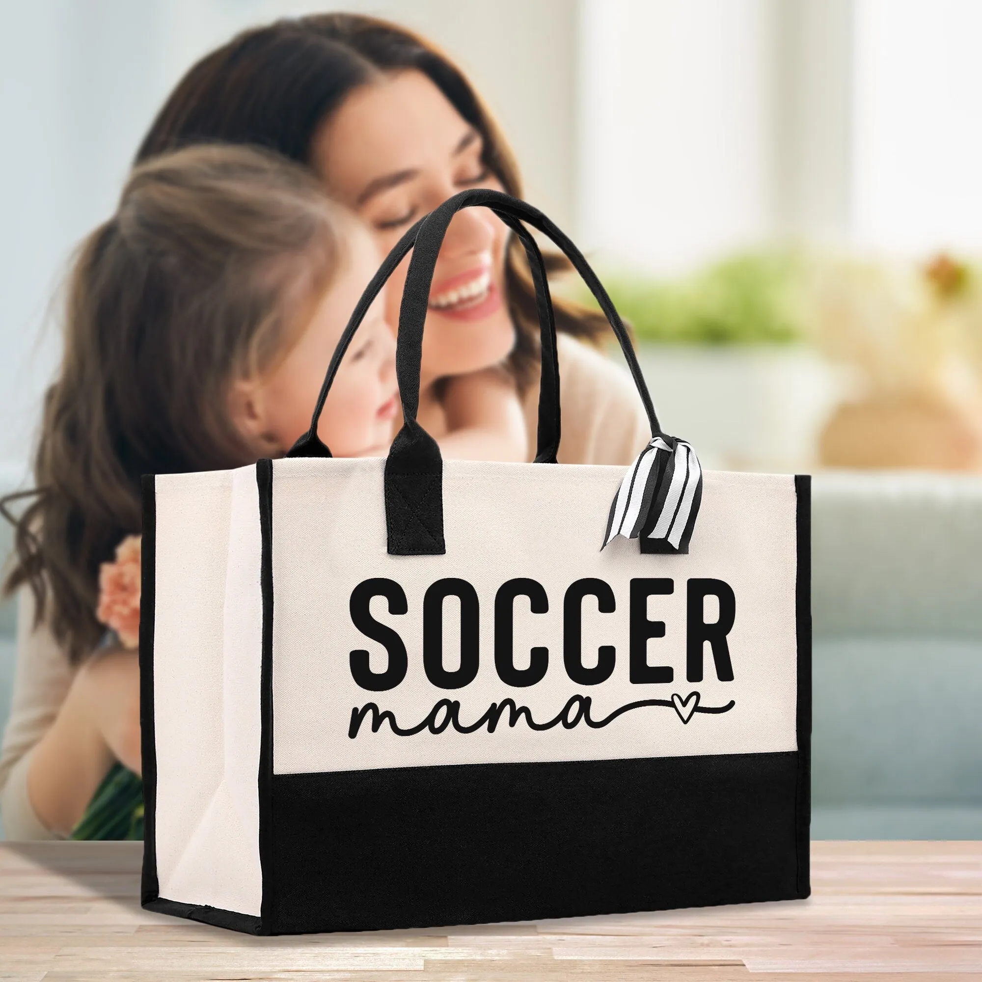 Soccer Mama Sports Cotton Canvas Tote Bag Gift for Soccer Mom Football Lover Mom Gift