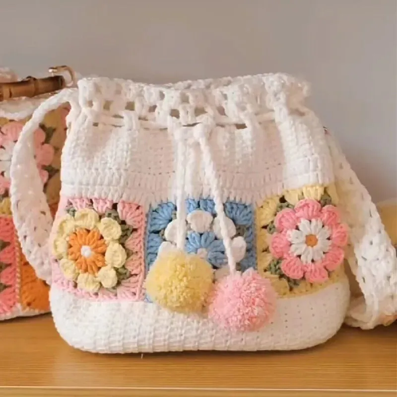 Sohiwoo Handwoven hollowed out women's handbag, shoulder bag, storage bag, fashionable mobile phone bag, exquisite and beautiful