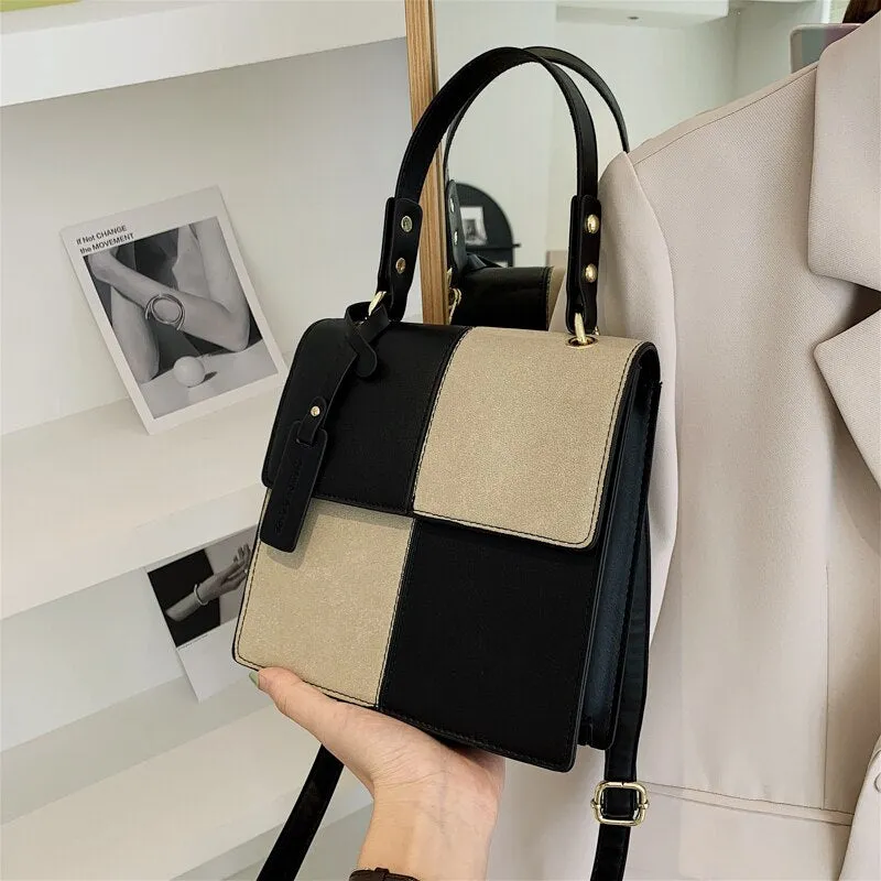 Special Design Matte PU Leather Box Crossbody Bags with Short Handle for Women 2021 Winter Shoulder Handbags and Purses